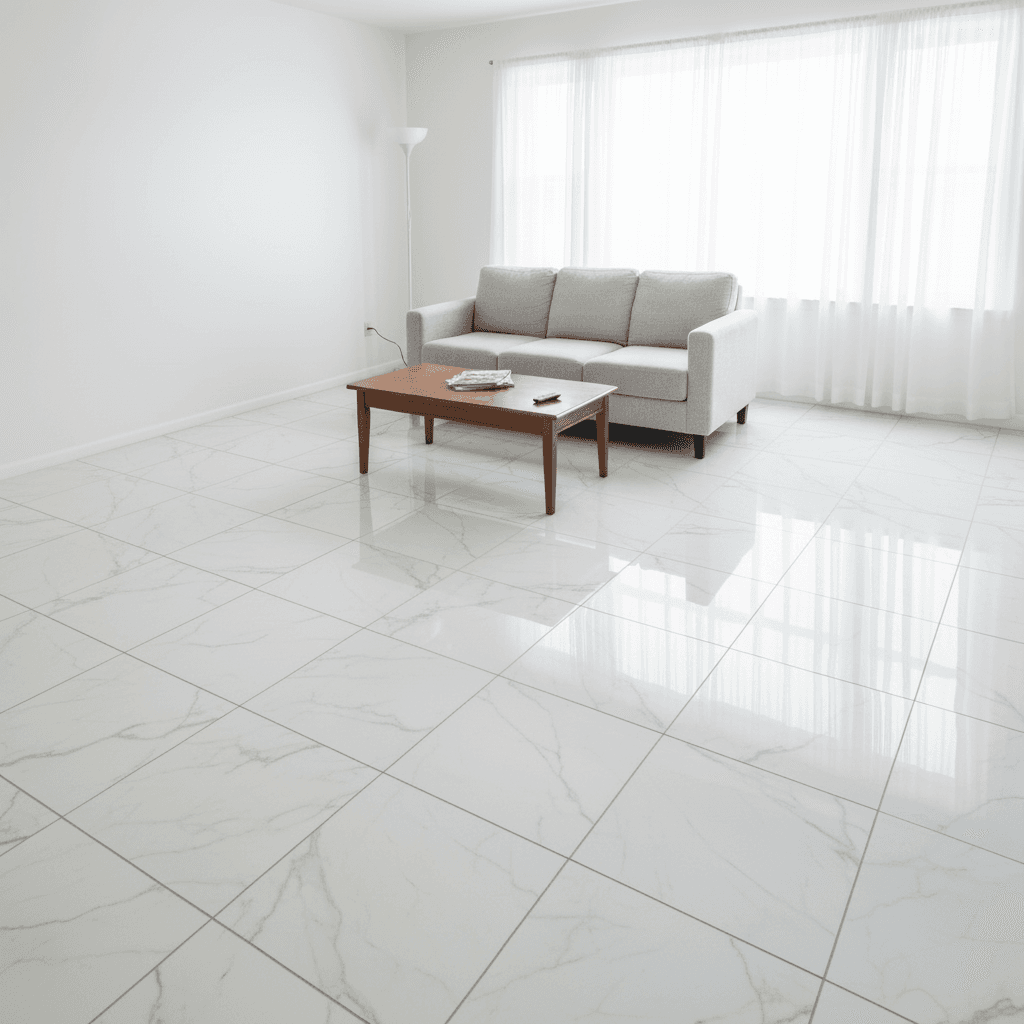 Room with new marble flooring